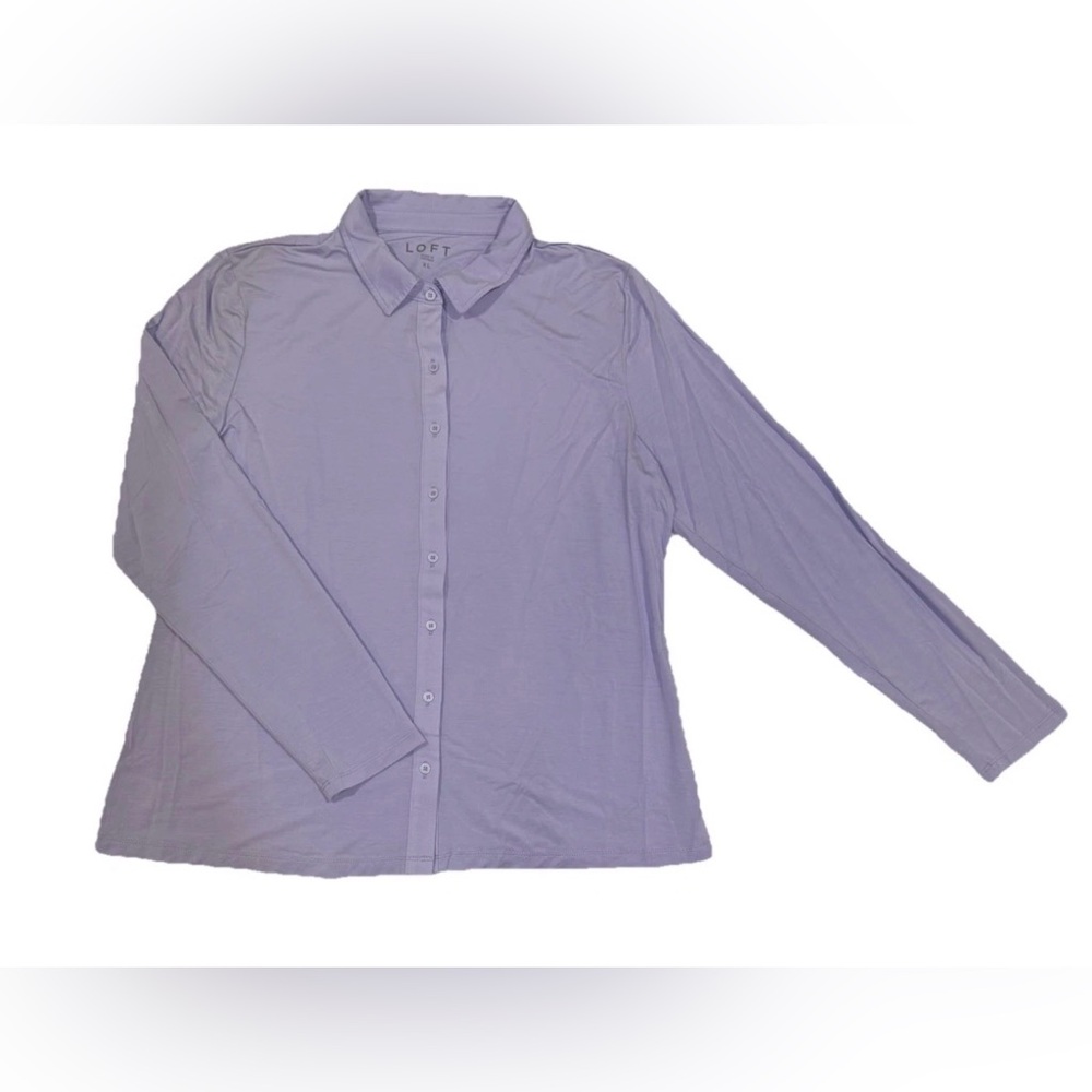 LOFT women's Lavender Casual Button-Down Shirt